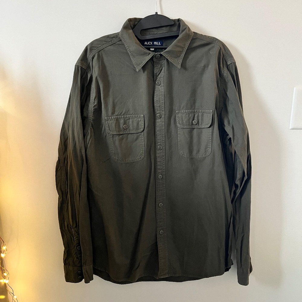 Alex Mill Button-Up Shirt | Olive Green | Large
